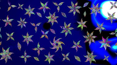 Tropik çiçekler. Gömlek, arka plan modelini çiz. Mavi renkte çiçekler.