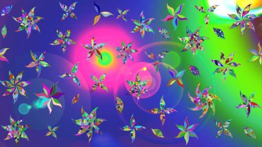 Renkli Bahar Teması eskiz kalıbı. Mavi renkli çiçekler. Düz Çiçek Elementleri Tasarımı. Güzel çiçek deseni..