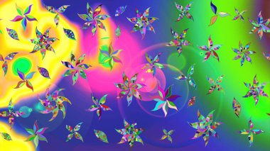 El çizimi çiçek çizimi deseni (fayans). Şirin çiçekli, desenli, yeşil renkli bir eskiz deseni. Tekstil için suluboya çizim deseni.