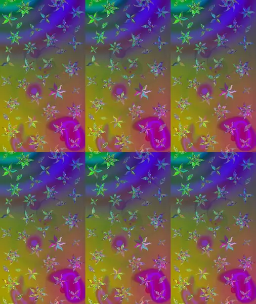 Tekstil için suluboya eskiz deseni. El çizimi çiçek çizimi deseni (fayans). Şirin çiçekli, desenli, yeşil renkli çizim deseni.