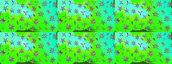 Hint süsü. Yeşil renklerde. Çizim kalıbı. Raster illüstrasyonu. Renkli süs kenarı. Çiçek duvar kağıdı.