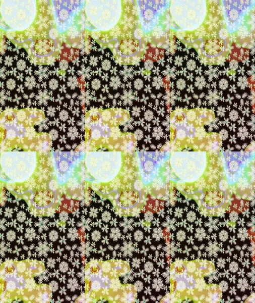 Eski usul. Kumaş, tekstil, duvar kağıdı baskısı için. Renkli desenli eskiz deseni nötr çiçekler ve dekoratif elementlerle. Eskiz geçmişi. Raster illüstrasyonu.