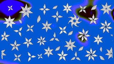 Çiçek arkaplan. Renkli çizim kalıbı. Raster illüstrasyonu. Çiçek duvar kâğıdı. Mavi renkte şirin tekstil.