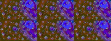 Kahverengi renkli bitkilerden oluşan parlak çiçekli çizim deseni.