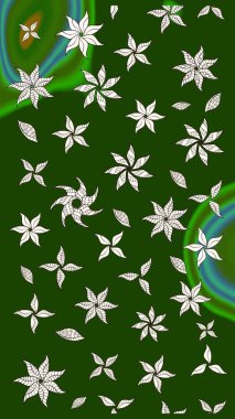 Renkli çizim kalıbı. Çiçek arkaplan. Raster illüstrasyonu. Çiçek duvar kâğıdı. Yeşil renklerde şirin tekstil.