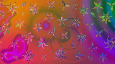 Kahverengi renkler ve parlak çiçekler üzerine soyut çizim deseni. Küçük çiçekte hoş bir çiçek deseni var. Çiçek elementli zarif raster dokusu..