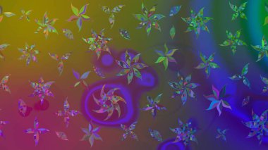 Kahverengi renklerde. Raster illüstrasyonu. Güzel kumaş deseni. Raster illüstrasyonunda çiçek deseni çizimi.