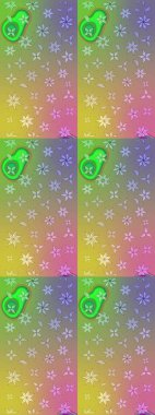 Tarafsız renklerde çiçekler. Raster illüstrasyonunda çiçek deseni çizimi.