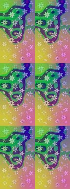 Yeşil renklerde. Raster illüstrasyonu. 3D çiçekler, çizim.