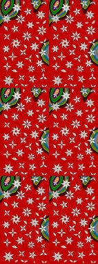 Çiçek desenli çizim. Kırmızı renklerde Asya tekstili. Raster illüstrasyonu.