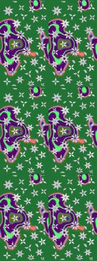 Renkli Bahar Teması eskiz kalıbı. Düz Çiçek Elementleri Tasarımı. Çiçek desenli eskiz, yaz çiçekleri. Yeşil renkte çiçekler.