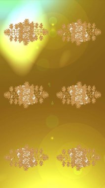 Altın renkte kar tanesi süsü. Kar tanesi süsü Raster illüstrasyonu. Güzel süs eşyası. Kar taneleri izole edildi.