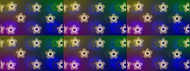 Çiçek Elementleri 'nin soyut geçmişi. Raster illüstrasyonu. Raster kış deseni. Mavi, yeşil ve menekşe renkleri üzerine tasarım.