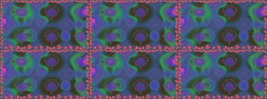 Şirin karalama çiçekleri olan kusursuz çiçek desenleri. Raster illüstrasyonu. El yapımı çiçek ve bitki koleksiyonu. Robot resim tarzı mavi renkler. Raster illüstrasyonu.