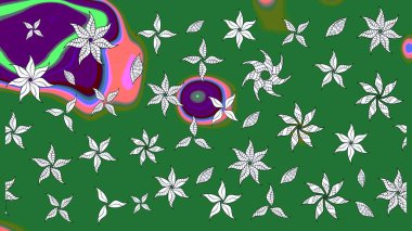 Üst manzara, yumuşak stil. Sevgililer günü ve tebrik kartı konsepti için şık bir davetiye. Çiçek kompozisyonu, el boyası, hassas şablon. Yeşil renkte manzaralı çiçek deseni.