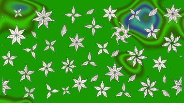 Çiçekli eskiz çizimi. Yeşil renkli çiçekler. Düz Çiçek Elementleri Tasarımı. Renkli Yaz Teması çizim şablonu.