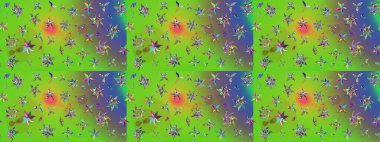 Küçük çiçekteki sevimli çiçek deseni. Yeşil renkte çiçekler.