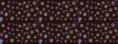 Raster deseni. Raster illüstrasyonu. Patlayan çiçekler soyut olarak yerleştirilmiş. Yumuşak, bahar çiçekleri kahverengi renklerde.