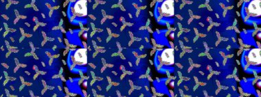 Noel mavisi, siyah ve yeşil. Sihirli mavi, siyah ve yeşil tatil soyut arka plan yıldız ve düşen kar taneleri. Raster illüstrasyonu.