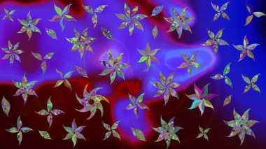 Nakış desenli çiçek deseni. Parmak izi, kumaş, duvar kâğıdı, tekstil için raster dokusu. Renkli grunge, soyut arkaplanı kolonya çiçekleri ile zenginleştir.