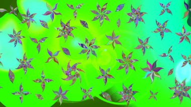 Raster illüstrasyonu. Yeşil renkli çiçekler. Çiçek süslemeli çizim deseni.