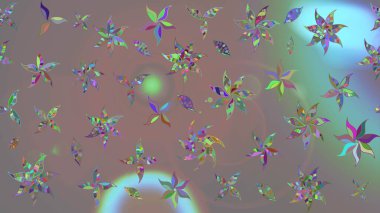 Renkli Bahar Teması eskiz kalıbı. Raster illüstrasyonundaki çiçek desenli çizim. Süslü kumaş deseni. Düz Çiçek Elementleri Tasarımı.