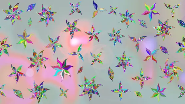 Küçük renkli çiçekler. Küçük çiçekte güzel bir desen. Motley illüstrasyonu. Moda baskıları için zarif bir şablon. Gri çiçekli bahar çiçekleri.