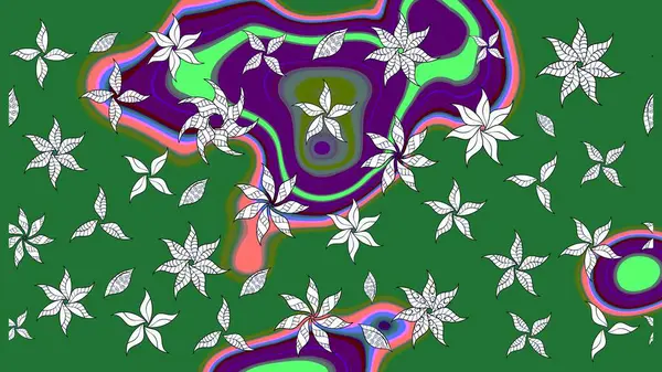 Yeşil renkli çiçekler. Düz Çiçek Elementleri Tasarımı. Çiçek desenli eskiz, yaz çiçekleri. Renkli Bahar Teması çizim şablonu.