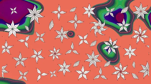 Turuncu renkli güzel bir tekstil. Suluboya çiçekli çiçek deseni. Raster illüstrasyonu.