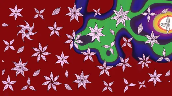 Modern stil dokusu. Çiçek desenli raster, kırmızı çizgi grafik deseni soyut raster arkaplan.