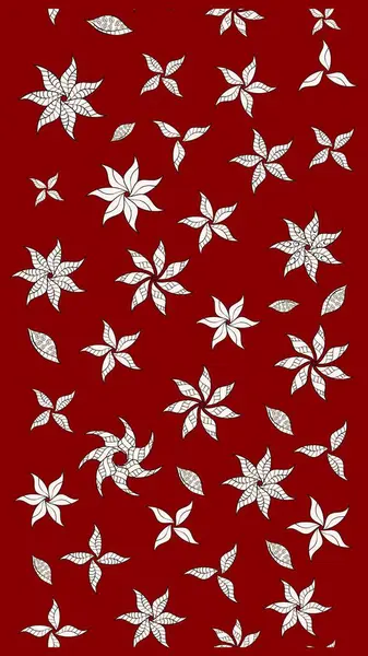 Kırmızı renkte sevimli çiçekler. Raster illüstrasyonu. Küçük çiçekli basit bir çiçek çizimi. Moda baskısı, albüm, ambalaj kağıdı, duvar kağıdı için zarif dekoratif süslemeler..