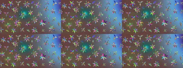 Kahverengi üzerine kahverengi. Retro tekstil tasarım koleksiyonu. Çiçekli ipek eşarp. El çizimi çiçek unsurları olan soyut çizim raster deseni. 1950 'ler-1960' lar motifleri.