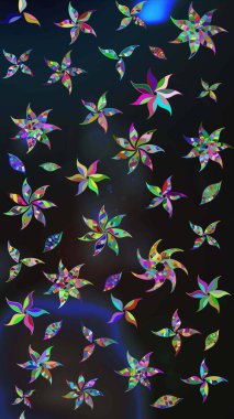 Gri renkli çiçekler. Çiçek desenli çizim. Renkli Bahar Teması eskiz kalıbı. Asya tekstil tarzında. Raster illüstrasyonu. Düz Çiçek Elementleri Tasarımı.