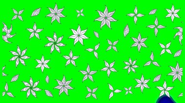 Raster çiçek desenleri çiziyor. Vadinin yeşil renkli çiçekleri.