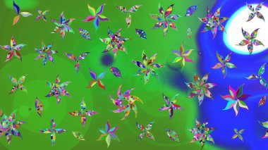 Üst manzara, yumuşak yeşil renk tarzı. Manzaralı çiçek deseni. Çiçek kompozisyonu, el boyası, hassas şablon. Sevgililer günü ve tebrik kartı konsepti için şık bir davet.