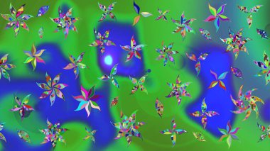 Eskiz stili yeşil renkler. Şirin karalamalı çiçek desenli çizim. El yapımı çiçek ve bitki koleksiyonu. Raster illüstrasyonu. Raster illüstrasyonu.