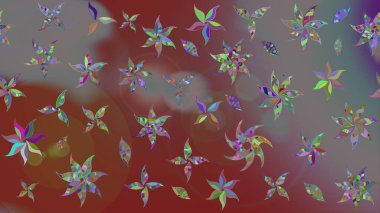 Parmak izi, kumaş, duvar kâğıdı, tekstil için raster dokusu. Renkli grunge, soyut arkaplanı colokahverengi çiçeklerle süslüyor. Nakış desenli çiçek deseni..