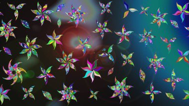 Modern çiçek arkaplanı. Halk tarzı. Parlak renkli çiçekleri ve gri renkli yaprakları olan harika bir çiçek deseni. Moda baskıları için zarif bir şablon.