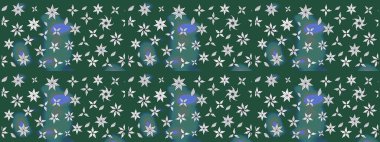 Robot resim. Şirin çiçek elementleri. Yeşil renkli çiçekler. Raster illüstrasyonu.