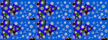 Raster - stok. Mavi çiçekli eskiz deseni, suluboya çiçek deseni, sevimli çiçek, duvar kağıdı, kart veya kumaş için fayanslı.