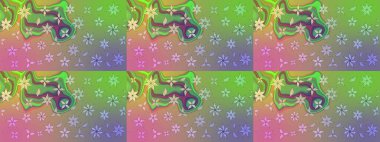 Klasik taslak çizimi. Raster çiçek izi. Çiçek yeşili çizim deseni.