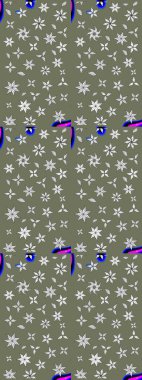 Küçük çiçekteki sevimli çiçek deseni. Raster illüstrasyonu. Yeşil renkte çiçekler.