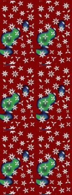 Soyut etnik raster çizim kalıbı. Vadinin çiçekleri kırmızı renklerde. Çiçekler..