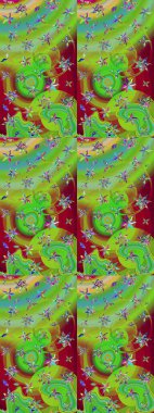 Raster Güzel kumaş deseni. Raster suluboya deseni, narin çiçekler, yeşil çiçekler, tebrik kartı şablonu..