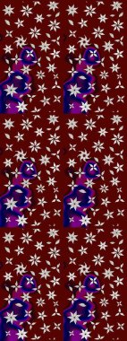 Raster illüstrasyonundaki çiçek desenli çizim. Güzel kumaş deseni. Raster illüstrasyonu. Kırmızı renklerde.