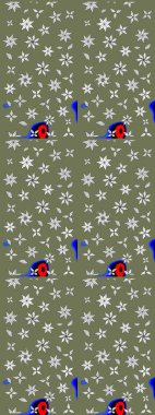 Çiçekli karalama şeklinde Raster çiçek deseni. Yeşil renkli çiçekler. Nazik, narin çiçek arkaplanı.