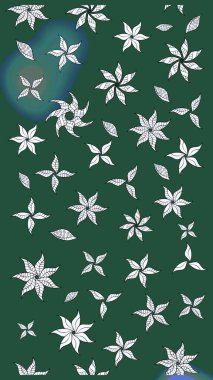 Şirin karalamalı çiçek desenli çizim. El yapımı çiçek ve bitki koleksiyonu. Raster illüstrasyonu. Raster illüstrasyonu. Çizim biçimi yeşil renklerde.