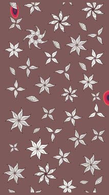 Yaz çiçekleri teması. El çizimi, soyut ve süslü elementler. Kahverengi renkli. Klasik çiçekler. Suluboya resim taklit Raster illüstrasyonu.