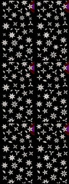 Raster çiçek izi. Çiçekli siyah eskiz deseni. Klasik taslak çizimi.