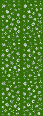 Yeşil renkli etnik çiçeklerle süslenmiş zarif bir eskiz şekli. Asya Tekstil 'inde Raster Çiçek İllüstrasyonu.